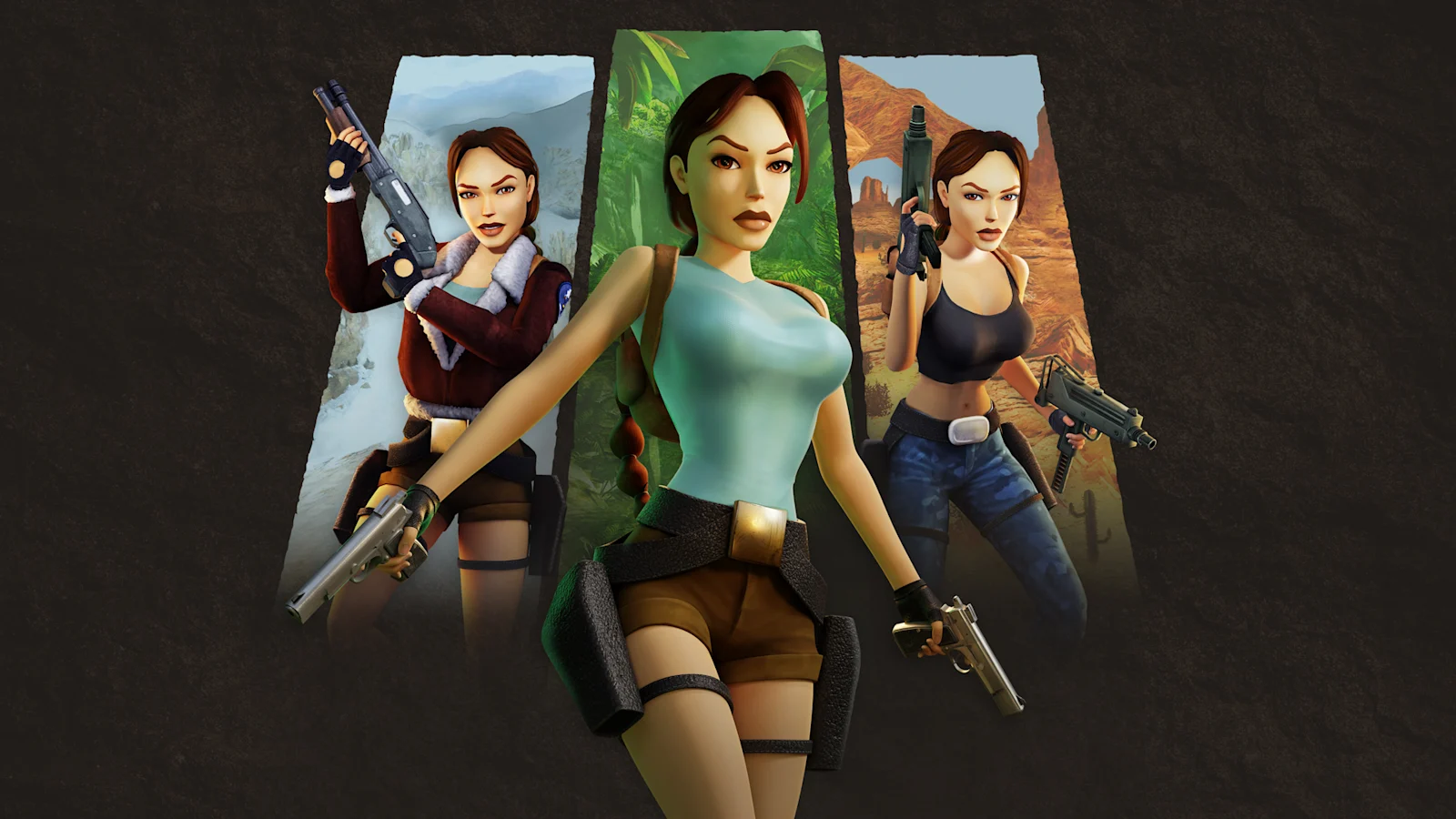 Official widescreen Tomb Raider artwork featuring Lara Croft