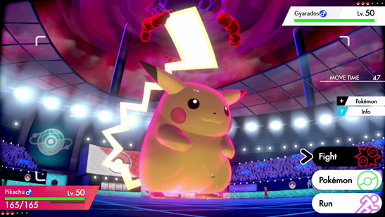 Gigantamax Pikachu in an official Pokémon Sword and Shield screenshot